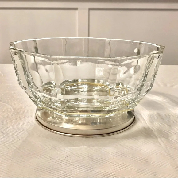 GODINGER Vintage 9" Fine Crystal Serving/Fruit Bowl Silver Plate Base Italy EUC - Picture 1 of 7